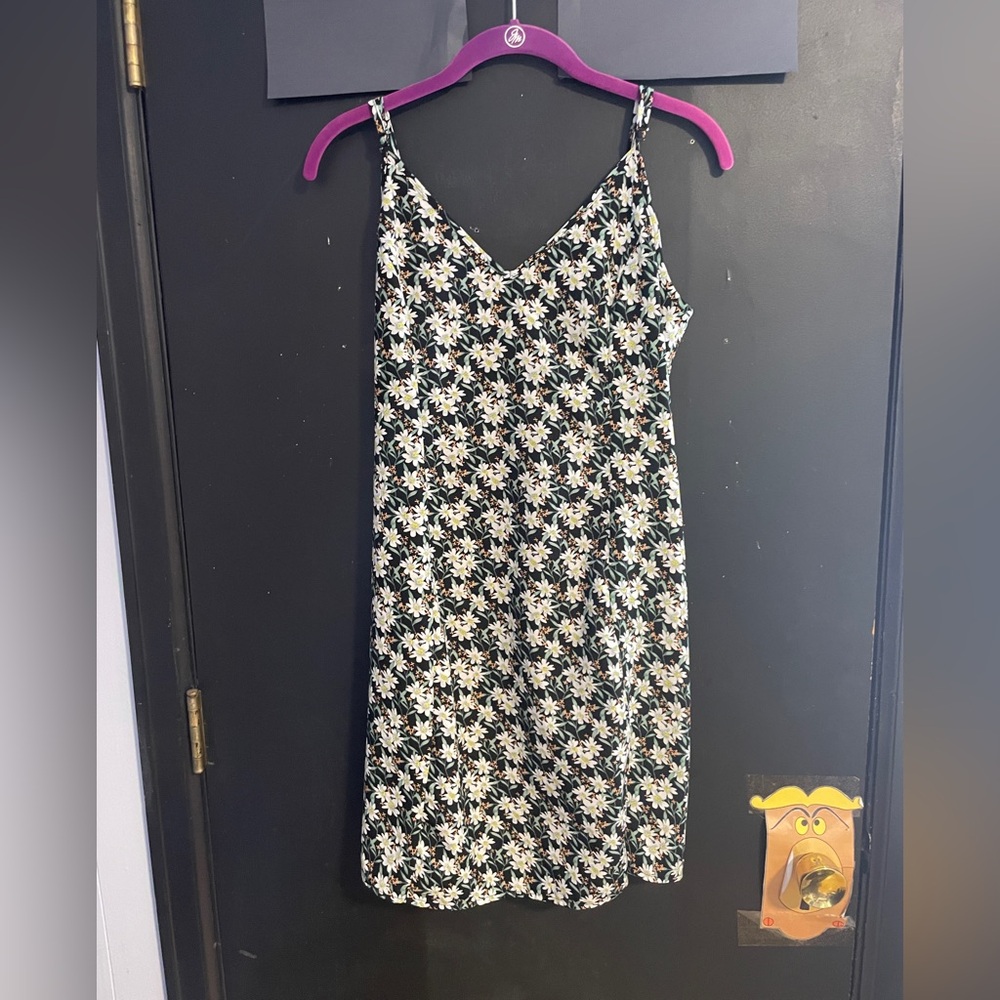 SHEIN Black and White Floral Spaghetti Strap Mini Dress